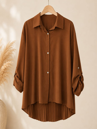 Damen longbluse plissee - damen,