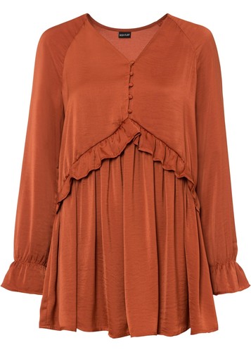 Long satin tunika mit - long-satin-tunika, volant