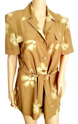 Damen bluse braun blume - bluse, 42