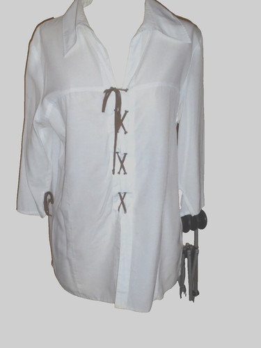 Long bluse weiß braun - long-,
